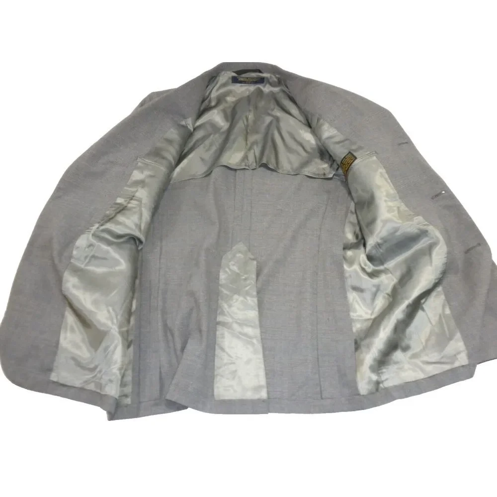 Brooks Brothers Sport Coat Mens 40 Gray Plaid 3 Button Lined Single Vent VTG USA